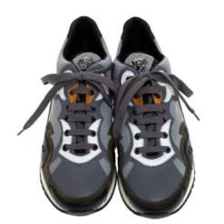 Versace Multicolor Mesh, Leather And Suede Medusa Logo Low Top Sneaker Size 42 For Women -Versace Official Website luxury women versace used shoes p279058 006