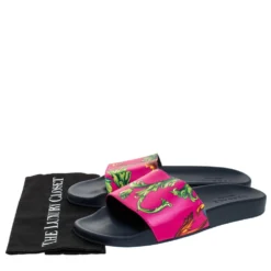 Versace Multicolor Baroque Print Leather Slide Sandals Size 43 For Men -Versace Official Website luxury women versace used shoes p279063 008
