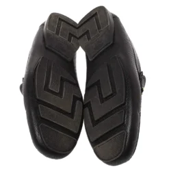 Versace Black Leather Medusa Detail Slip On Loafers Size 40 For Men -Versace Official Website luxury women versace used shoes p287547 002