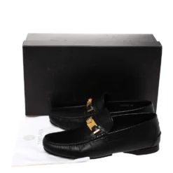 Versace Black Leather Medusa Detail Slip On Loafers Size 40 For Men -Versace Official Website luxury women versace used shoes p287547 009