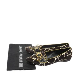 Versace Brown/White Leopard Print Calfhair And Leather Flats Size 39.5 For Women -Versace Official Website luxury women versace used shoes p299075 001