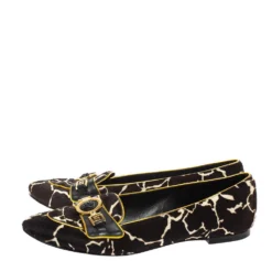 Versace Brown/White Leopard Print Calfhair And Leather Flats Size 39.5 For Women -Versace Official Website luxury women versace used shoes p299075 002