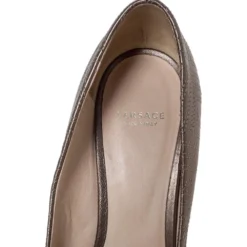 Versace Metallic Embroidered Leather Peep Toe Pumps Size 37 For Women -Versace Official Website luxury women versace used shoes p300238 002