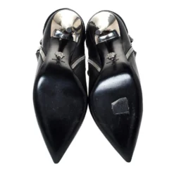 Versace Black Quilted Leather Fold Studded Pointed Toe Ankle Boots Size 41 For Women -Versace Official Website luxury women versace used shoes p301636 001