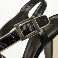 Versace Black Patent Strappy Sandals Size 37 For Women -Versace Official Website luxury women versace used shoes p30595 009