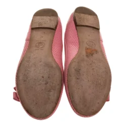 Versace Pink Perforated Leather Bow Embellishment Ballet Flats Size 38 For Women -Versace Official Website luxury women versace used shoes p313835 002