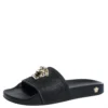 Versace Black Rubber Medusa Flat Slides Size 36 For Women