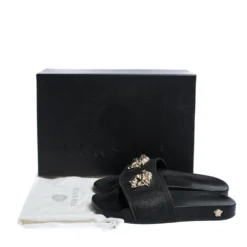 Versace Black Rubber Medusa Flat Slides Size 36 For Women -Versace Official Website luxury women versace used shoes p316942 009
