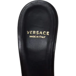 Versace Black Leather Medusa Heel Slide Sandals Size 37 For Women 14 Versace Black Leather Medusa Heel Slide Sandals Size 37 For Women -Versace Official Website luxury women versace used shoes p322489 002