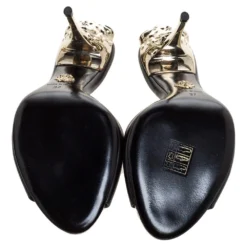 Versace Black Leather Medusa Heel Slide Sandals Size 37 For Women 13 Versace Black Leather Medusa Heel Slide Sandals Size 37 For Women -Versace Official Website luxury women versace used shoes p322489 008
