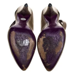 Versace Brown Patent Leather Half D'Orsay Ankle Strap Pumps Size 34.5 For Women -Versace Official Website luxury women versace used shoes p322732 001