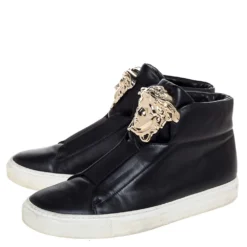 Versace Black Leather Palazzo Medusa High Top Sneakers Size 37 For Women 11 Versace Black Leather Palazzo Medusa High Top Sneakers Size 37 For Women -Versace Official Website luxury women versace used shoes p322768 001