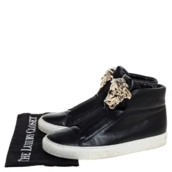 Versace Black Leather Palazzo Medusa High Top Sneakers Size 37 For Women 15 Versace Black Leather Palazzo Medusa High Top Sneakers Size 37 For Women -Versace Official Website luxury women versace used shoes p322768 009