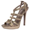 Versace Gold Leather Caged Platform Sandals Size 36 For Women