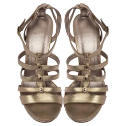 Versace Gold Leather Caged Platform Sandals Size 36 For Women -Versace Official Website luxury women versace used shoes p325238 004