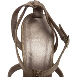 Versace Gold Leather Caged Platform Sandals Size 36 For Women -Versace Official Website luxury women versace used shoes p325238 006