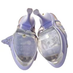Versace Lilac Leather And Mesh Cut Out Lucite Platform Slingback Sandals Size 37 For Women -Versace Official Website luxury women versace used shoes p328405 001