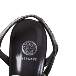 Versace Black Leather Medusa Strappy Ankle Strap Sandals Size 39 For Women -Versace Official Website luxury women versace used shoes p328579 006