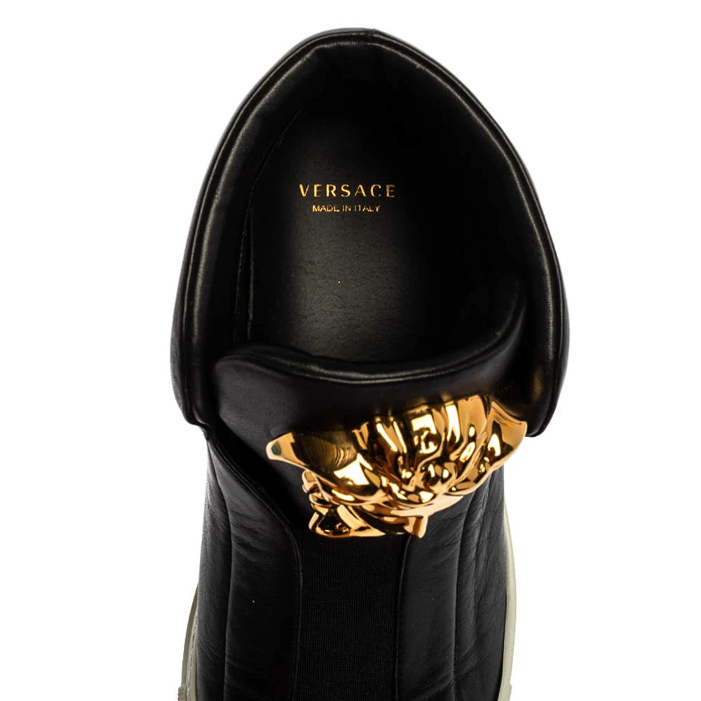 Versace Black Leather Palazzo Medusa High Top Sneakers Size 36 For Women 7 Versace Black Leather Palazzo Medusa High Top Sneakers Size 36 For Women - Image 7