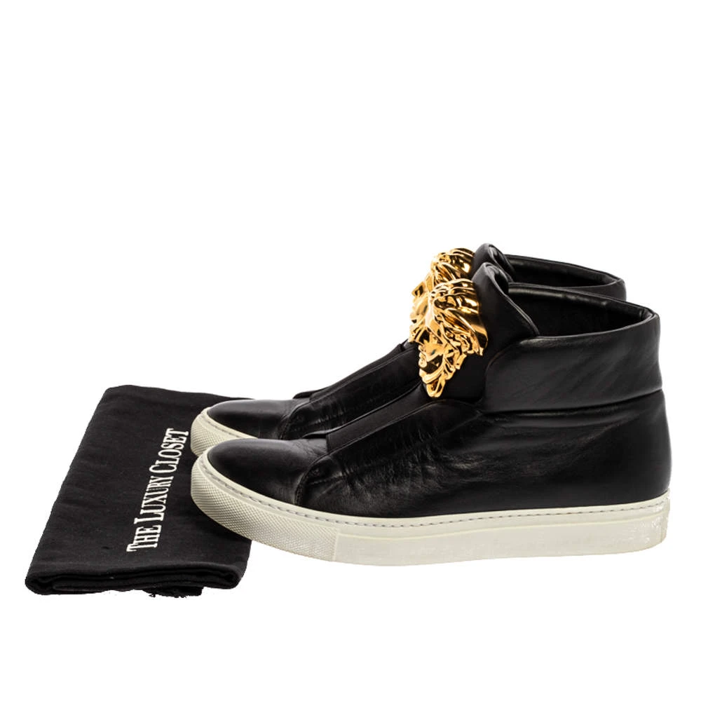 Versace Black Leather Palazzo Medusa High Top Sneakers Size 36 For Women 8 Versace Black Leather Palazzo Medusa High Top Sneakers Size 36 For Women - Image 8