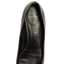 Versace Black Leather Medusa Ballet Flats Size 40 For Women -Versace Official Website luxury women versace used shoes p334968 005