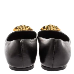 Versace Black Leather Medusa Ballet Flats Size 40 For Women -Versace Official Website luxury women versace used shoes p334968 006