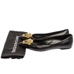 Versace Black Leather Medusa Ballet Flats Size 40 For Women -Versace Official Website luxury women versace used shoes p334968 008