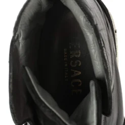 Versace Black Leather And Suede Medusa Strap High Top Sneakers Size 40 For Women -Versace Official Website luxury women versace used shoes p335961 008