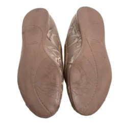 Versace Gold/Brown Leather Ballet Flats Size 39 For Women -Versace Official Website luxury women versace used shoes p351491 002
