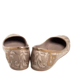 Versace Gold/Brown Leather Ballet Flats Size 39 For Women -Versace Official Website luxury women versace used shoes p351491 003