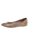 Versace Gold/Brown Leather Ballet Flats Size 39 For Women