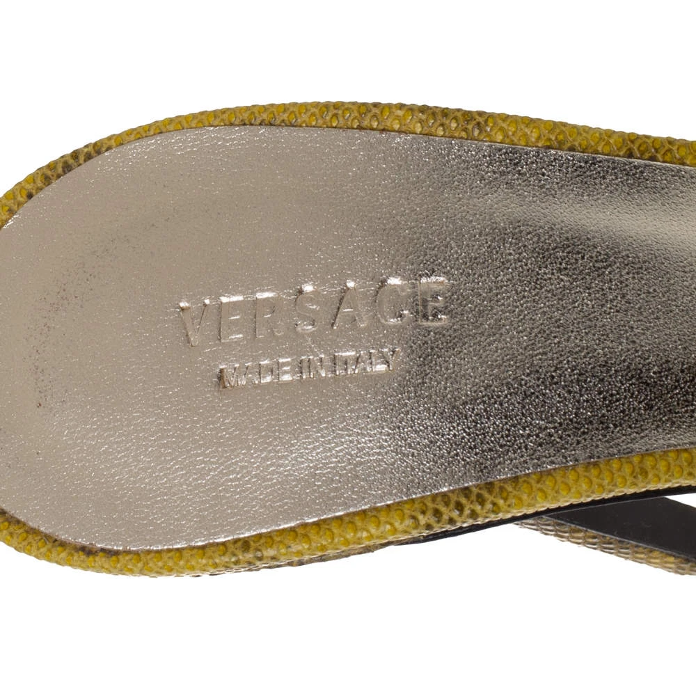 Versace Yellow Lizard Crystal Embellished Slide Sandals Size 38 For Women 7 Versace Yellow Lizard Crystal Embellished Slide Sandals Size 38 For Women - Image 7