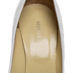 Versace White Leather Pointed Toe Pumps Size 38 For Women -Versace Official Website luxury women versace used shoes p361918 005