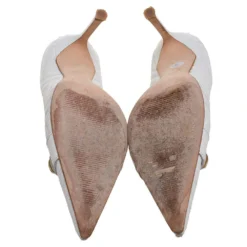 Versace White Leather Pointed Toe Pumps Size 38 For Women -Versace Official Website luxury women versace used shoes p361918 008