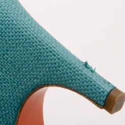 Versace Teal Raffia Croc Stamped Wedge Sandals Size 39.5 For Women -Versace Official Website luxury women versace used shoes p37117 0010