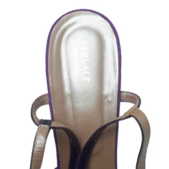 Versace Purple Suede And Patent Leather Floral Metal Mesh Platform Sandals Size 39 For Women -Versace Official Website luxury women versace used shoes p373383 007
