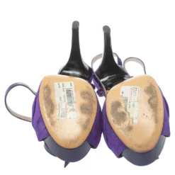 Versace Purple Suede And Patent Leather Floral Metal Mesh Platform Sandals Size 39 For Women -Versace Official Website luxury women versace used shoes p373383 008