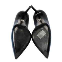 Versace Blue Leather Medusa Pointed Toe Pumps Size 36 For Women -Versace Official Website luxury women versace used shoes p373530 003