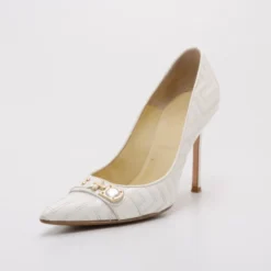 Versace White Patent Leather Pumps Size 40 For Women