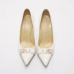 Versace White Patent Leather Pumps Size 40 For Women -Versace Official Website luxury women versace used shoes p37466 003