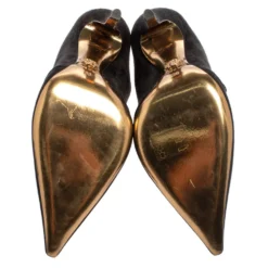 Versace Black Suede Cutout Pointed Toe Mules Size 38 For Women -Versace Official Website luxury women versace used shoes p390176 001