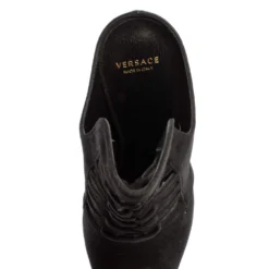 Versace Black Suede Cutout Pointed Toe Mules Size 38 For Women -Versace Official Website luxury women versace used shoes p390176 004