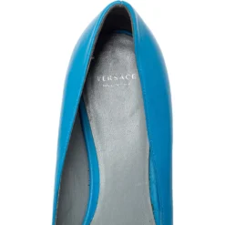 Versace Blue Leather Medusa Pointed Toe Ballet Flats Size 41 For Women 17 Versace Blue Leather Medusa Pointed Toe Ballet Flats Size 41 For Women -Versace Official Website luxury women versace used shoes p390516 005