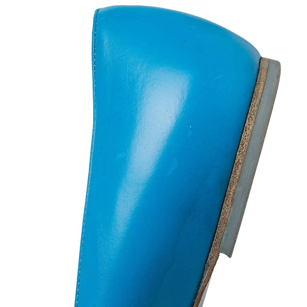Versace Blue Leather Medusa Pointed Toe Ballet Flats Size 41 For Women 9 Versace Blue Leather Medusa Pointed Toe Ballet Flats Size 41 For Women - Image 9