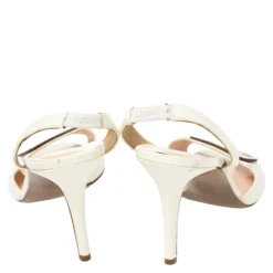 Versace Off White Patent Leather Slingback Sandals Size 40 For Women -Versace Official Website luxury women versace used shoes p390681 003
