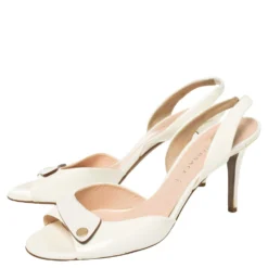 Versace Off White Patent Leather Slingback Sandals Size 40 For Women -Versace Official Website luxury women versace used shoes p390681 012