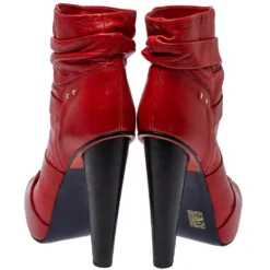 Versace Red Leather Slip On Ankle Boots Size 39 For Women 13 Versace Red Leather Slip On Ankle Boots Size 39 For Women -Versace Official Website luxury women versace used shoes p392355 003