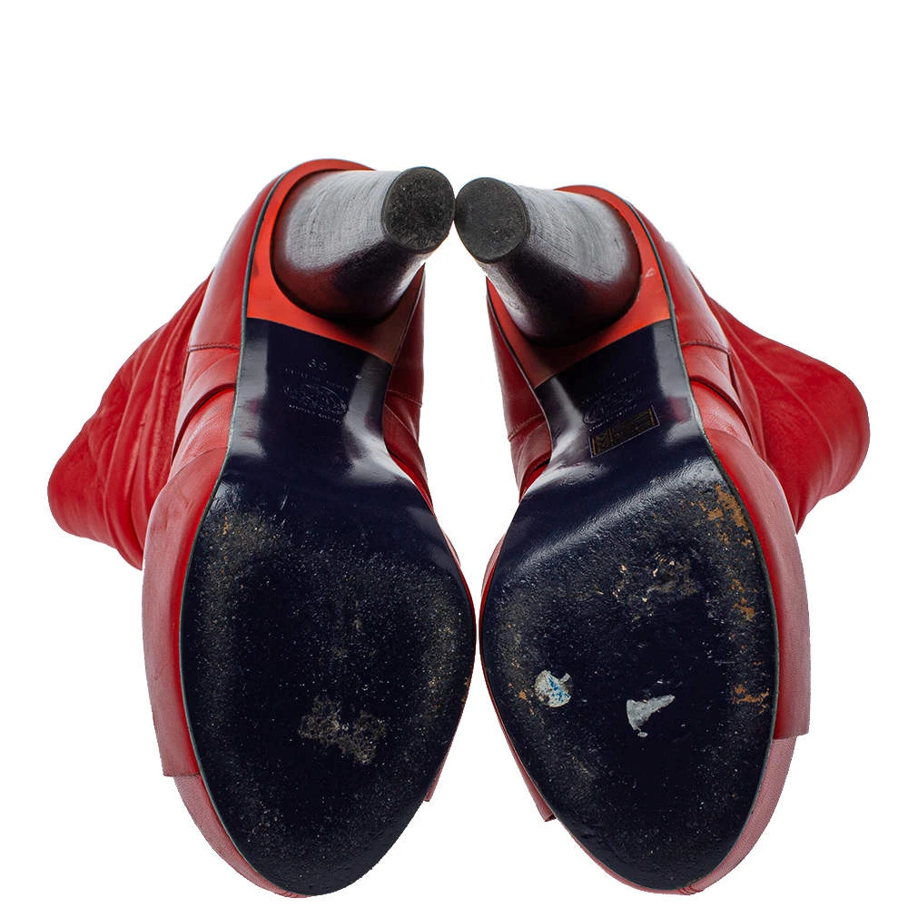 Versace Red Leather Slip On Ankle Boots Size 39 For Women 6 Versace Red Leather Slip On Ankle Boots Size 39 For Women - Image 6