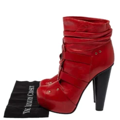 Versace Red Leather Slip On Ankle Boots Size 39 For Women 17 Versace Red Leather Slip On Ankle Boots Size 39 For Women -Versace Official Website luxury women versace used shoes p392355 009