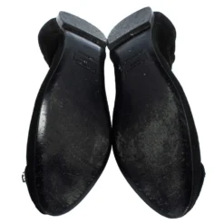 Versace Black Suede Embellished Scrunch Ballet Flats Size 36 For Women -Versace Official Website luxury women versace used shoes p414821 002